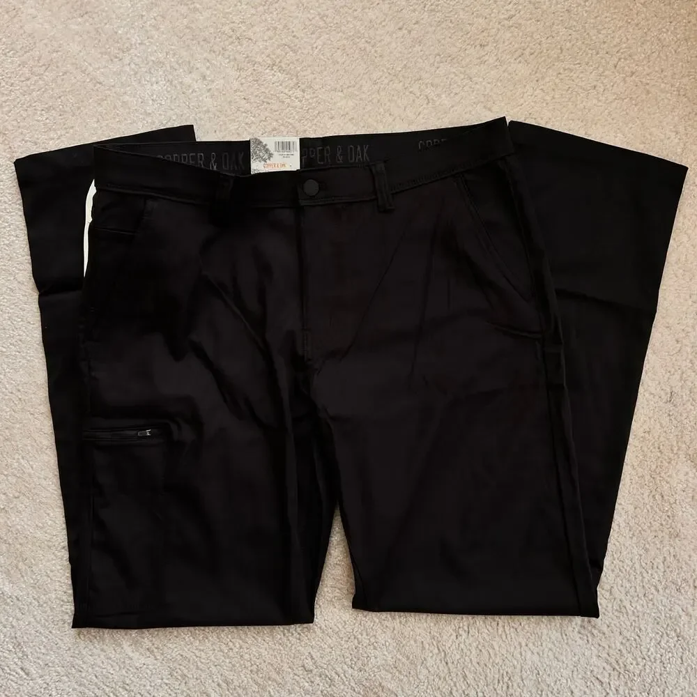 NWT Copper & Oak Men's Tech Utility Pants Straight Fit Black 36 X 34